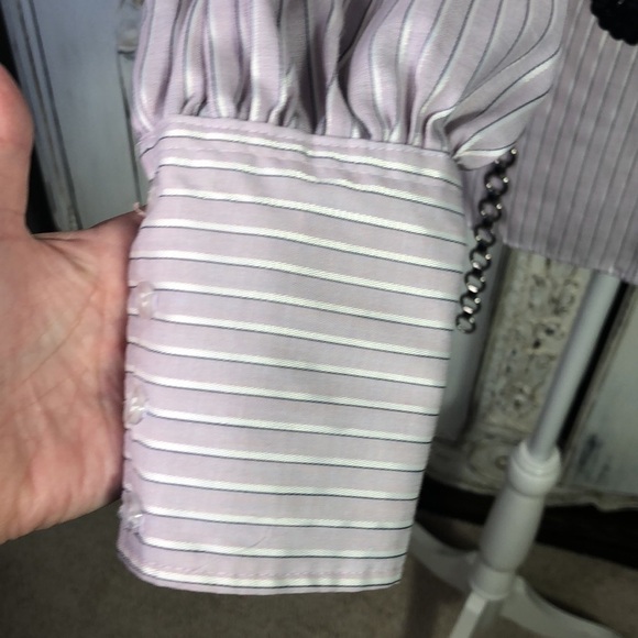 Millie Sweet VINTAGE Lavender Stripe Western Riding Button Down Blouse Size 5/6 - Picture 6 of 13
